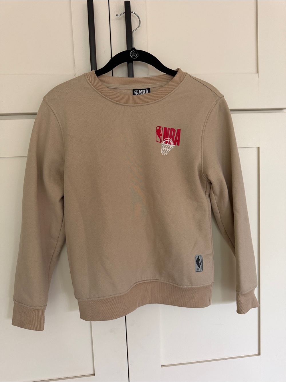 NBA Beige Crewneck Sweatshirt with Red Logo